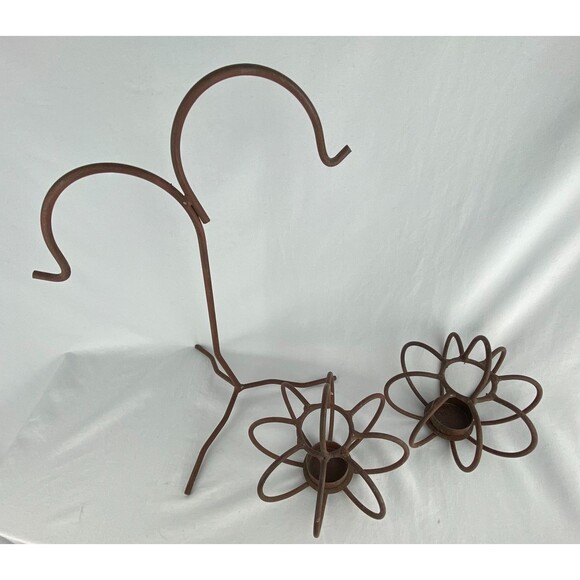 Metal Pumpkin 2 Votive Tea Light Candle Stand Holder Fall Havest 13.5" Decor - Picture 2 of 9